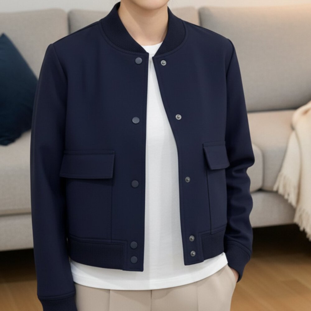Navy Blue Bomber Jacket | Size 6